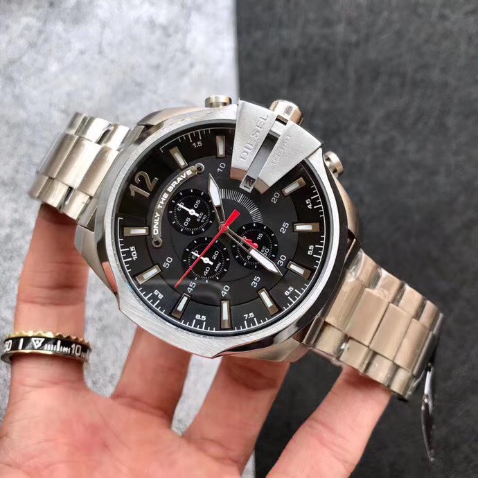 diesel迪赛手表男偏光大表盘时尚钢带欧美石英腕表dz7395杰霆 dz7888