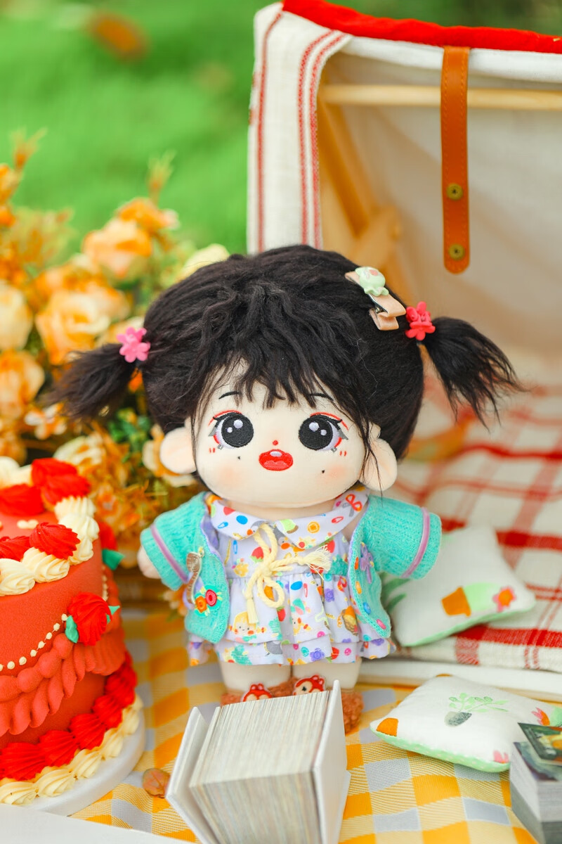 机智芽棉花娃娃女娃长头发便宜现货长发20cm栀子花棉花娃娃公仔裸娃