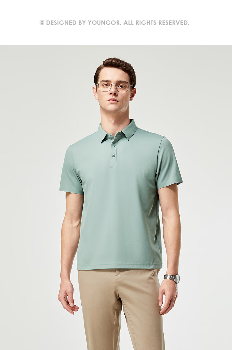 Youngor POLO Men's 2025 Summer Youth Business Casual Short Sleeve High-end POLO Shirt Navy Blue S 12