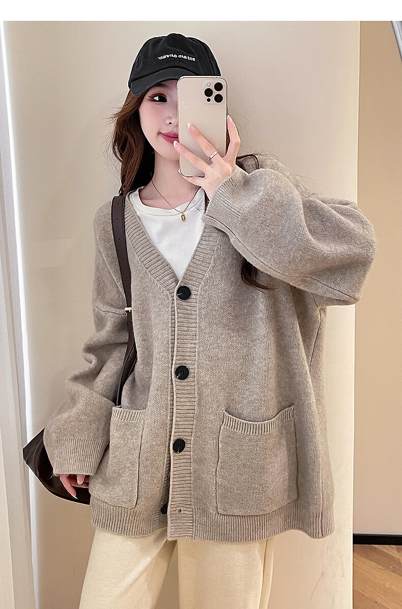 TonLion 2025 Autumn Winter Casual Loose Simple Versatile Cardigan Jacket for Women 3