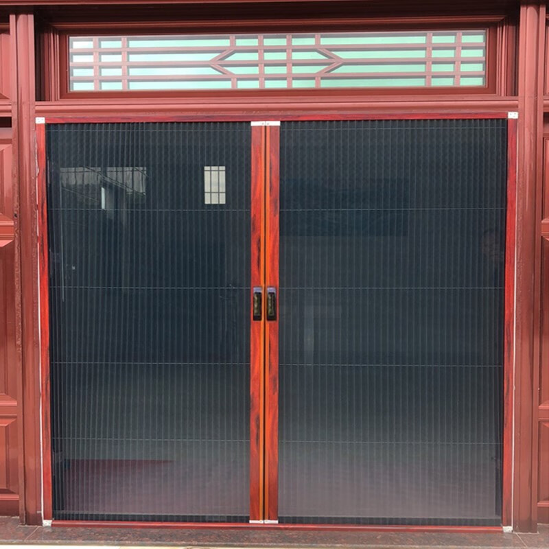 金刚网纱门双开隐形防蚊门帘金刚网折叠纱门推拉式阳台防盗门伸缩大门