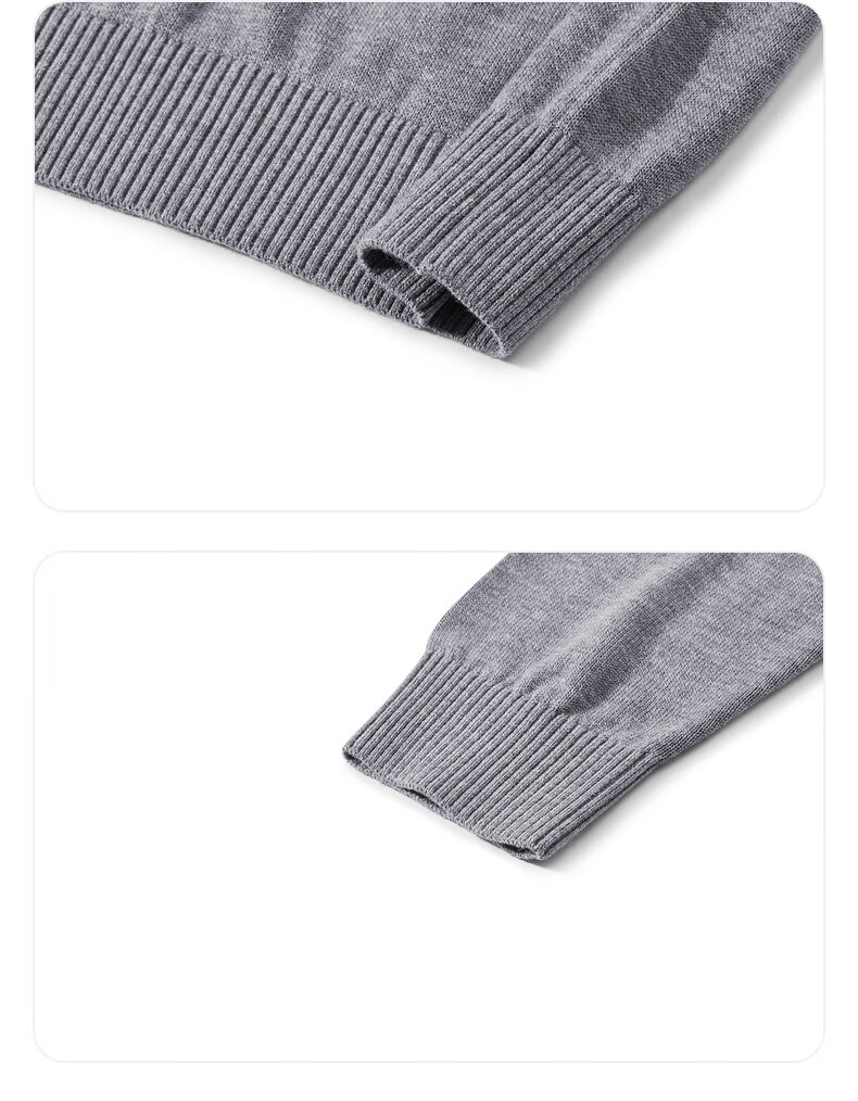 GXG Men's Clothing with Wool, Semi-Bottom Knit Sweater for Men, New Autumn/winter 2024 Product, Flax Gray, Size 165/S 6