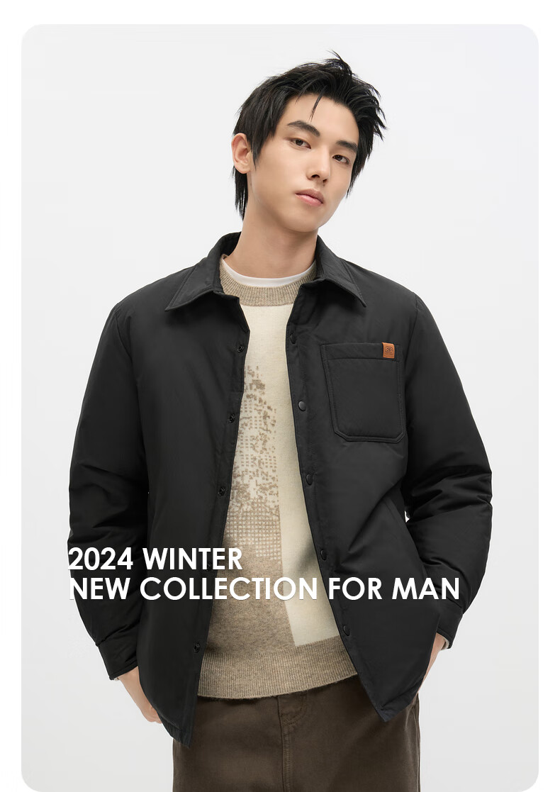 GXG Men's Warm Short down Jacket, Black, Winter 2024 New Product, Khaki Color, 175/L 8
