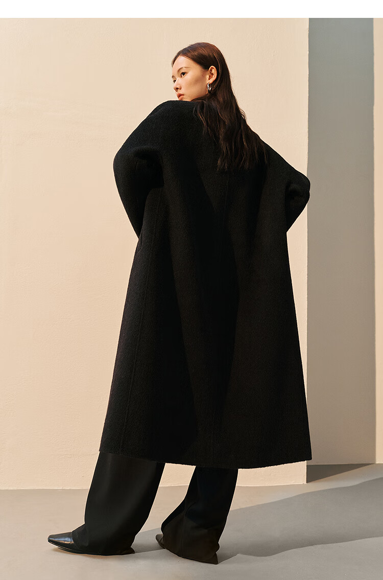 Taipingniao Women's Wool Coat, Master Zhenrou Series, Women's Double-Faced Wool Winter Coat, Fashionable, Gray, Size S 26