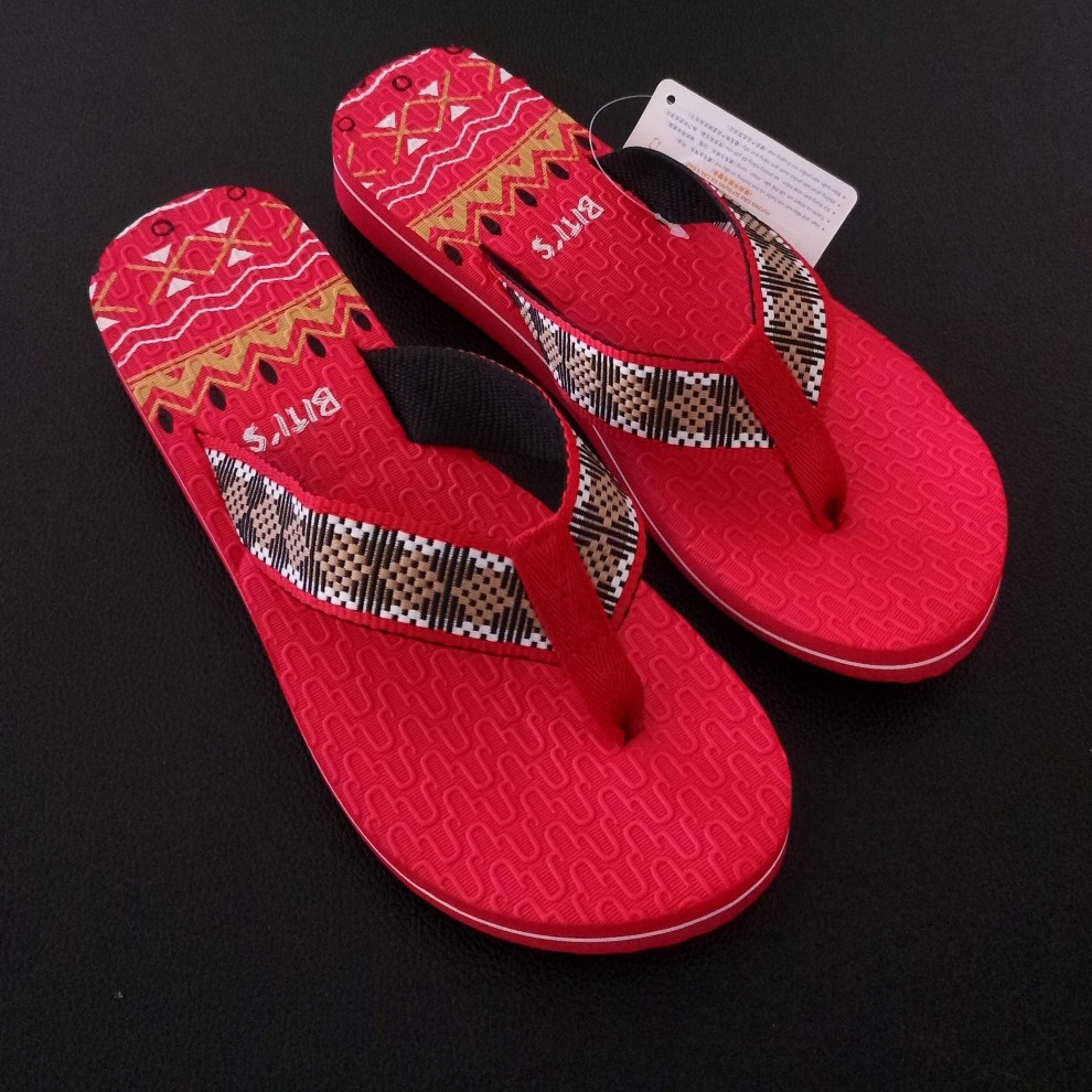 越南进口bitis平仙女士人字拖休闲夹脚拖鞋品质定制款红色按运动鞋码