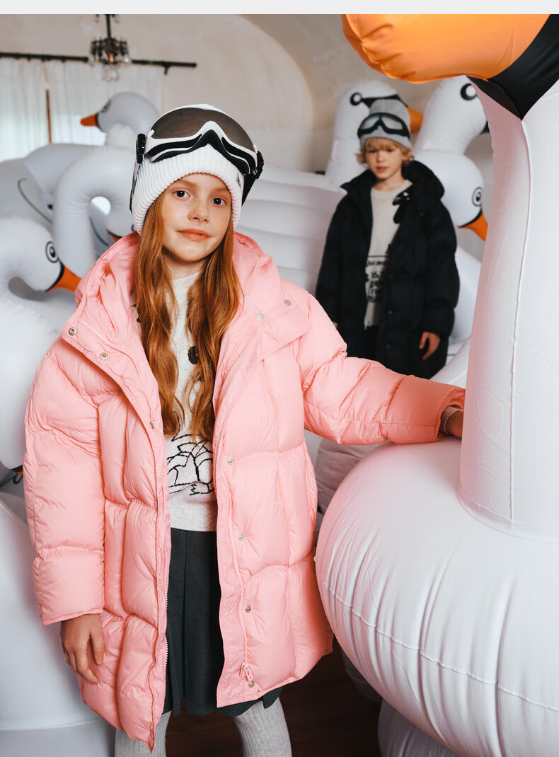 M.Latin Children's Mid-Length down Jacket, 2024 Winter New Style, Girls' down Coat, Rose Pink, 160cm 1