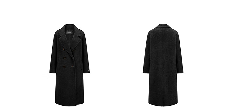 Taipingniao Women's Wool Coat, Master Zhenrou Series, Women's Double-Faced Wool Winter Coat, Fashionable, Gray, Size S 38