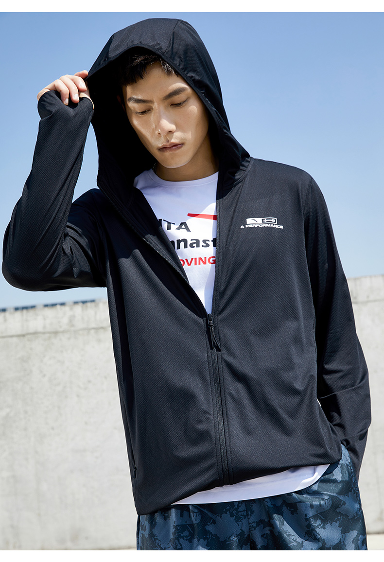 安踏(anta)运动外套男抗紫外线upf40 秋冬季新款防晒户外晨跑开衫上衣