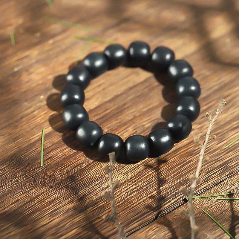 铭闽墨玉手串新疆和田玉黑羊脂墨玉手链手持念珠老型珠玉石男女佛珠