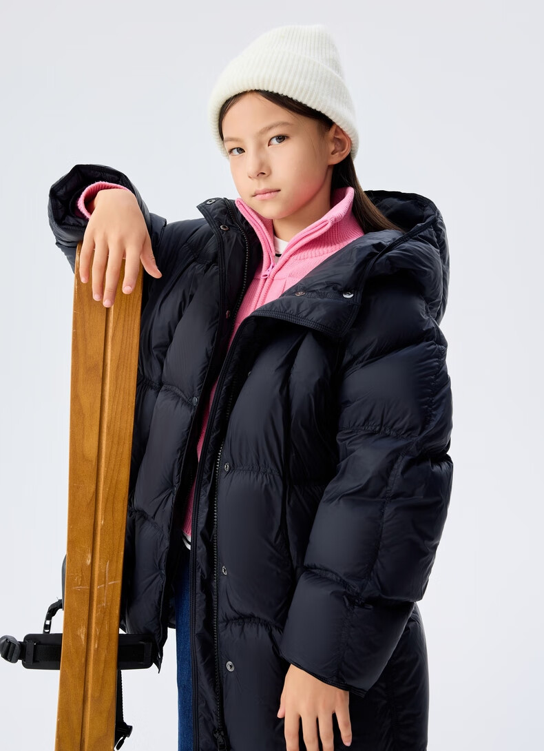 M.Latin Children's Mid-Length down Jacket, 2024 Winter New Style, Girls' down Coat, Rose Pink, 160cm 8