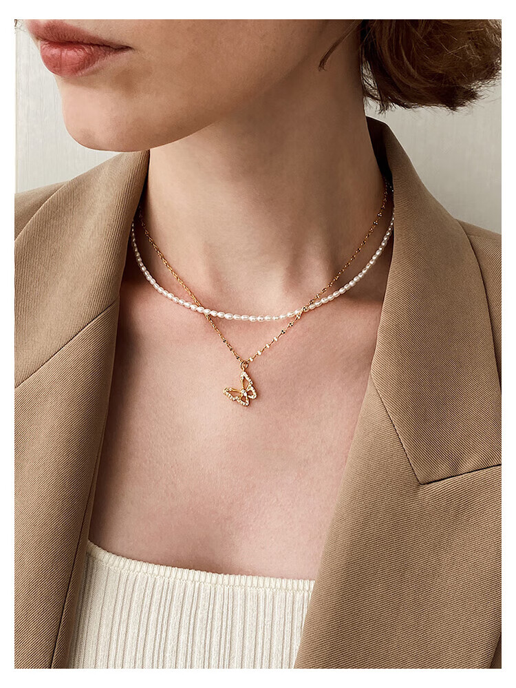 store好质感超细珍珠光泽小米粒珠项链小众叠戴锁骨链 小米珍珠项链