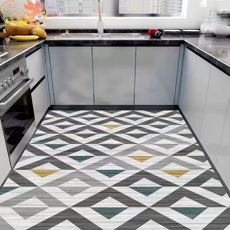厨房地毯防水防油餐厅地毯厨房满铺轻奢长条pvc皮革防水防油防滑耐脏