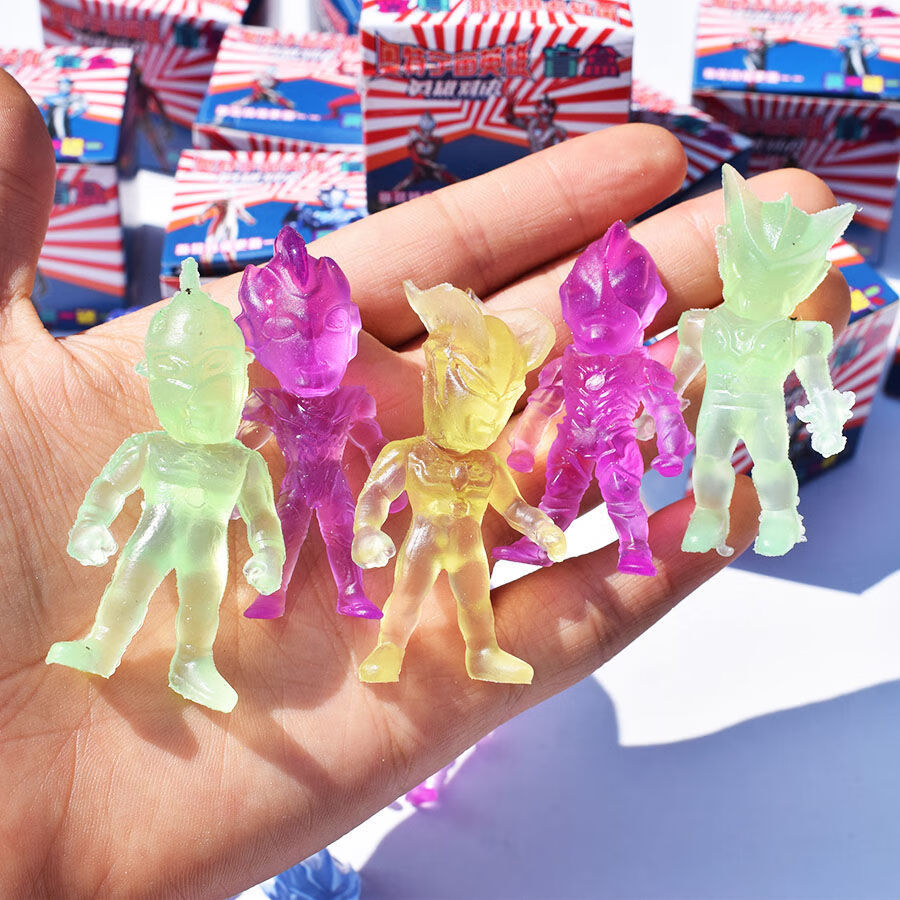 奥特曼水晶盲盒 遇光变色奥特曼软胶透明公仔2个装创意水晶玩偶儿童