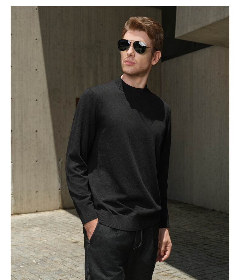 K-Boxing [100% Wool] Autumn And Winter Base Layer Wool Sweater | NYYE3530, Black Carp, 180/XL 7