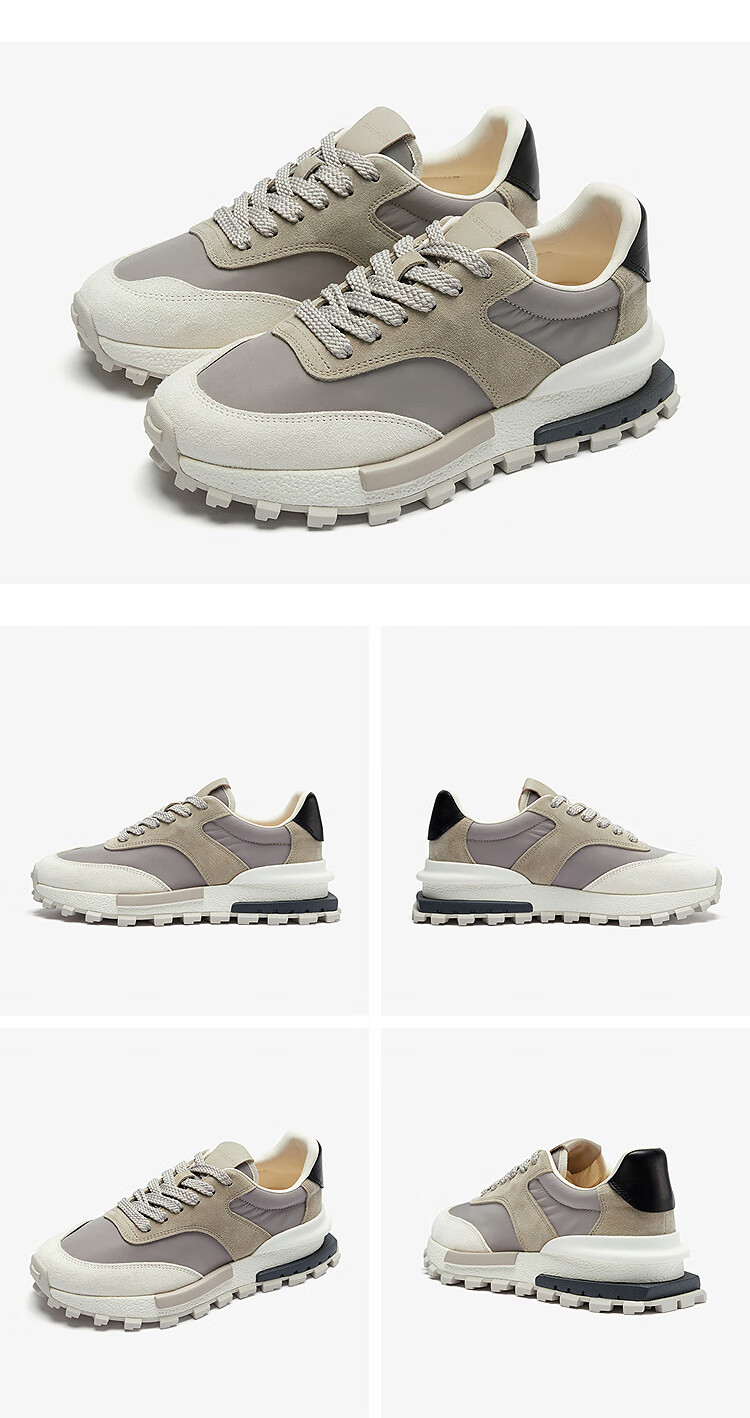 Le Saunda [Shan Ye Qi Jing] Color-Block Lace-Up Comfortable Thick-Soled Casual Women's Shoes 5T43401, Muxi Pink PNF, Size 35 6