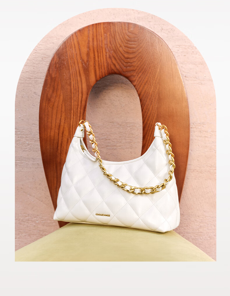 Belle Mother's Day Gift, Women's Handbag with Quality Diamond Pattern, Chanel-Inspired Style, Leather Strap Crossbody Bag X7206AX5 Beige 3