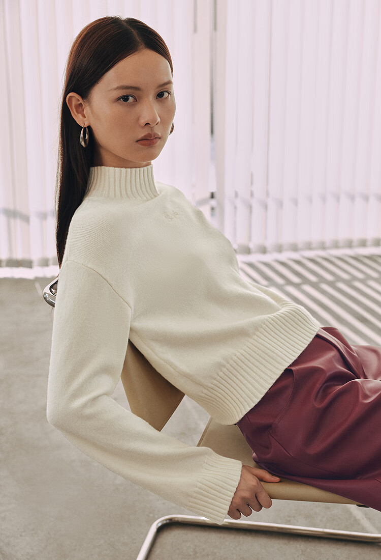 Taipingniao Women's Knit Sweater, Semi-Turtleneck Knitted Pullover, Soft Winter Sweater, Inner Layer D, Black, M 2