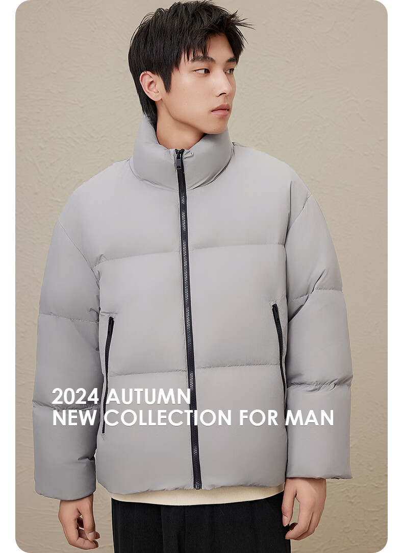 GXG Men's Clothing, 2024 Autumn And Winter New Warm Stand-Collar down Jacket for Men, Gray, Size 165/S 3