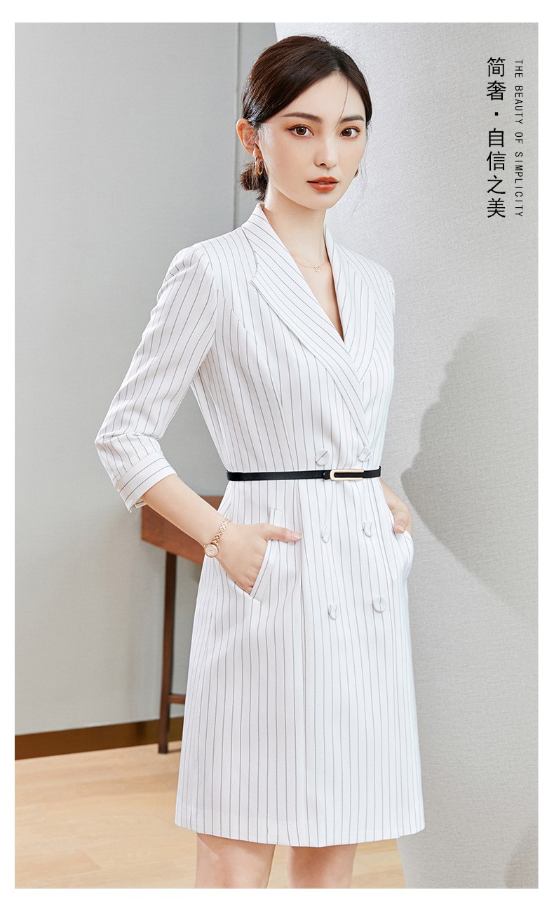 舒弗星职业装女套裙夏七分前台工作装销售珠宝店美容院工作服连衣裙