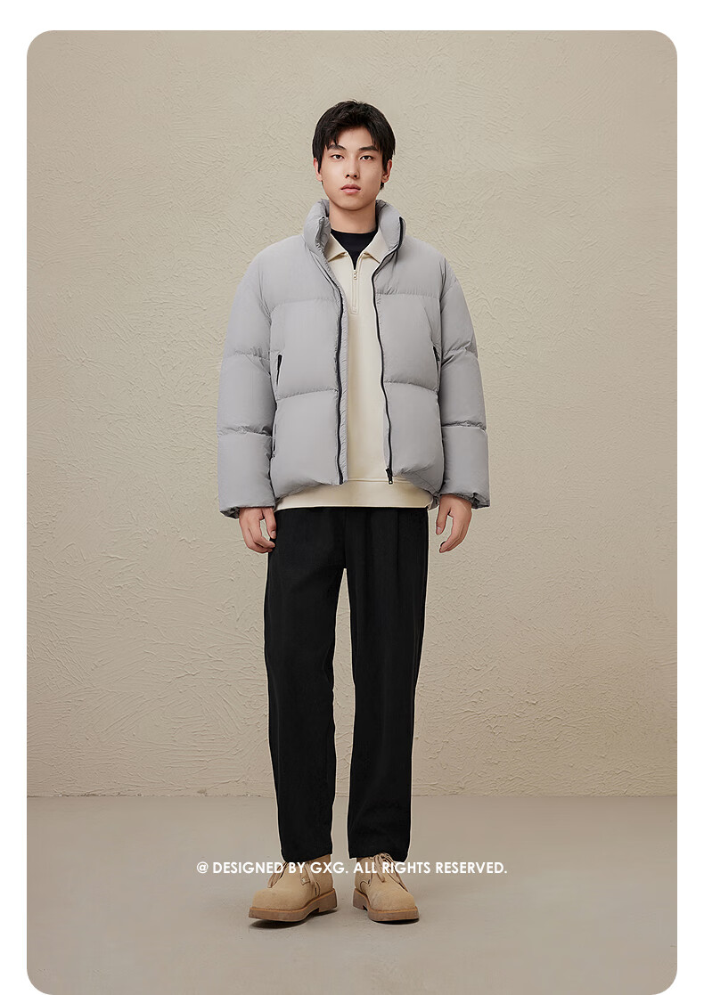 GXG Men's Clothing, 2024 Autumn And Winter New Warm Stand-Collar down Jacket for Men, Gray, Size 165/S 4