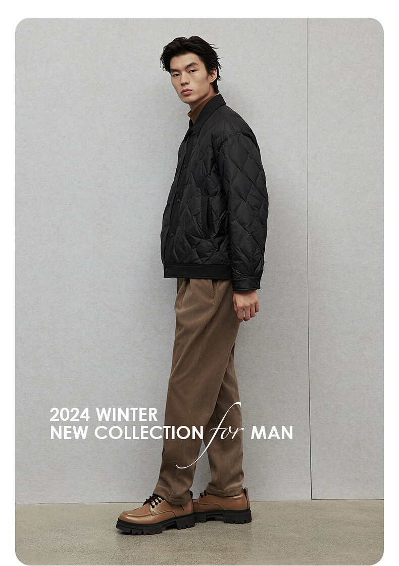 GXG Men's Lightweight Shirt-Style down Jacket, Winter 2024 New Product, Black, Size 175/L 18