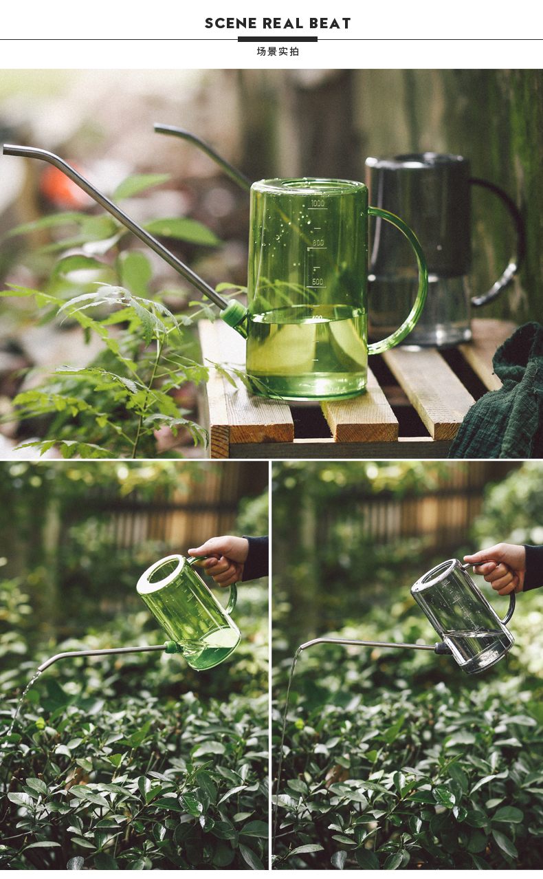 尖嘴壶不锈钢长嘴养花园艺工具塑料洒水壶家用浇花壶施肥壶淋花盆栽