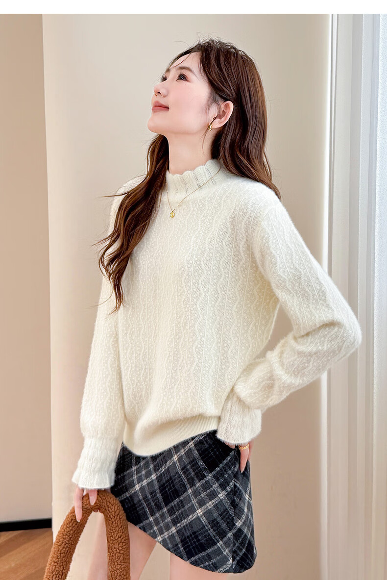 TonLion 2025 Autumn Winter Lady Jacquard Half Turtleneck Pullover Sweater 6