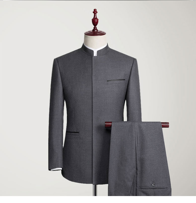 皮尔卡丹品牌高档男装针中山装感套装爸爸中式结婚西服中华礼服新式