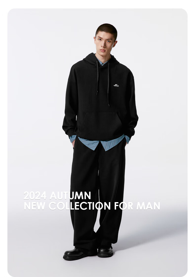GXG Men's Simple Hooded Sweatshirt, New Autumn 2024 Product for Men, Black, Size 175/L 10