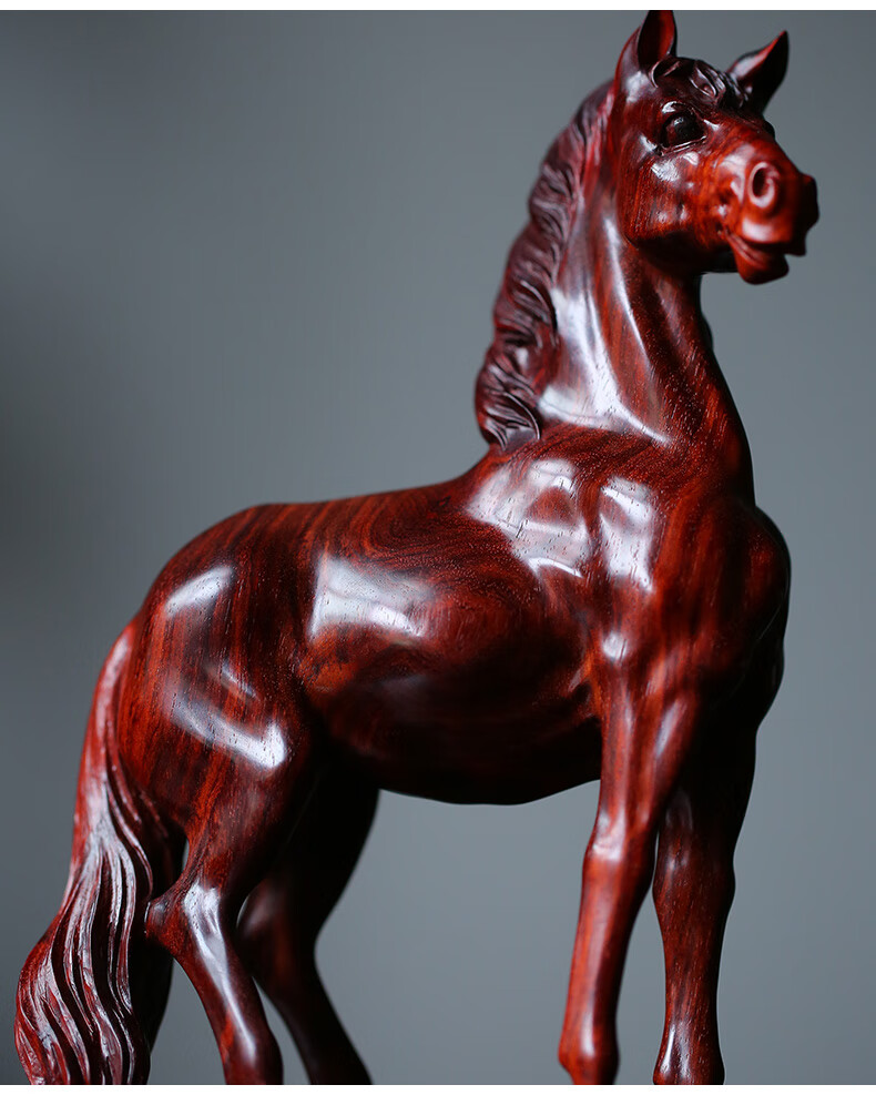 晴翠园印度小叶紫檀木雕马摆件雕刻工艺品红木马客厅家居装饰品乔迁