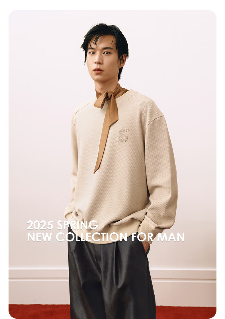GXG Men's Clothing, Multi-Color Long-Sleeve Top New Year Sweatshirt, 2025 Spring New Product, Khaki Color, 180/XL 15