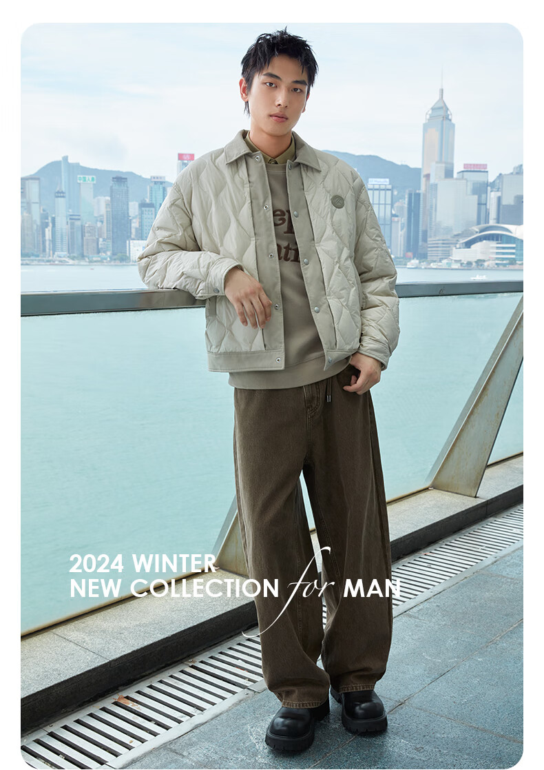 GXG Men's Lightweight Shirt-Style down Jacket, Winter 2024 New Product, Black, Size 175/L 20