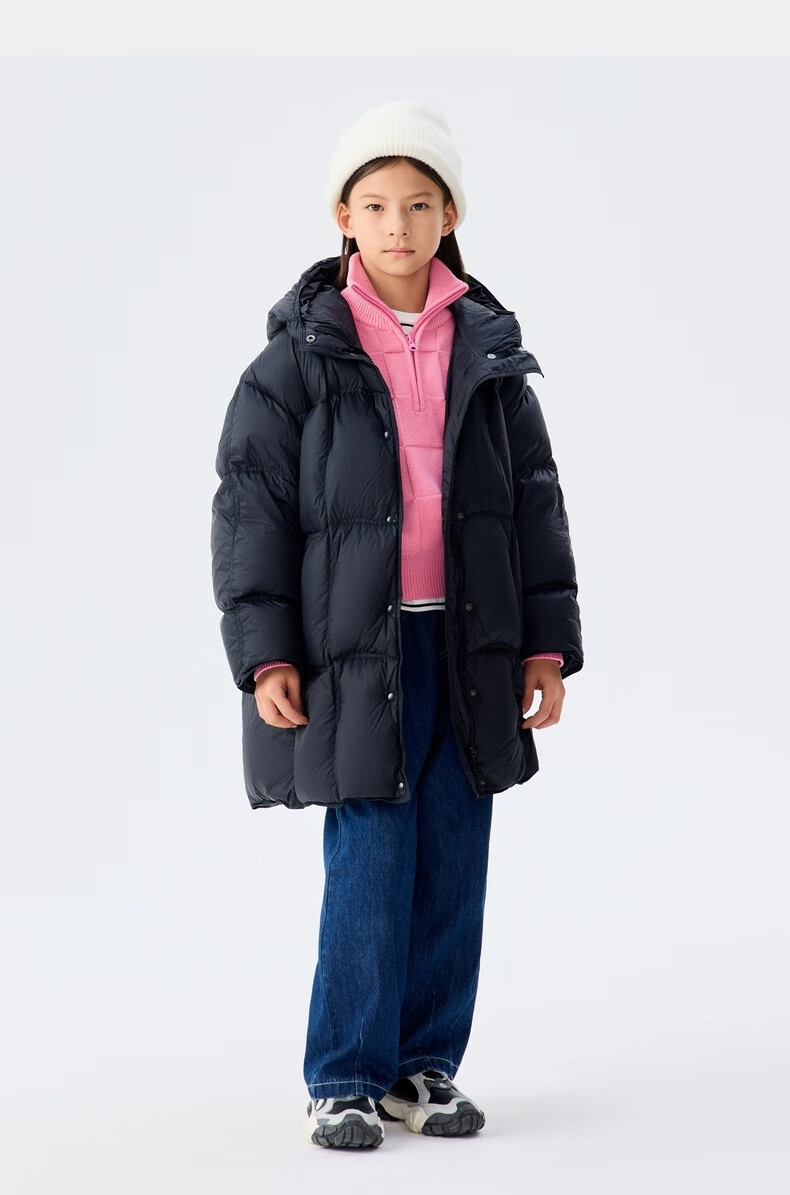 M.Latin Children's Mid-Length down Jacket, 2024 Winter New Style, Girls' down Coat, Rose Pink, 160cm 9