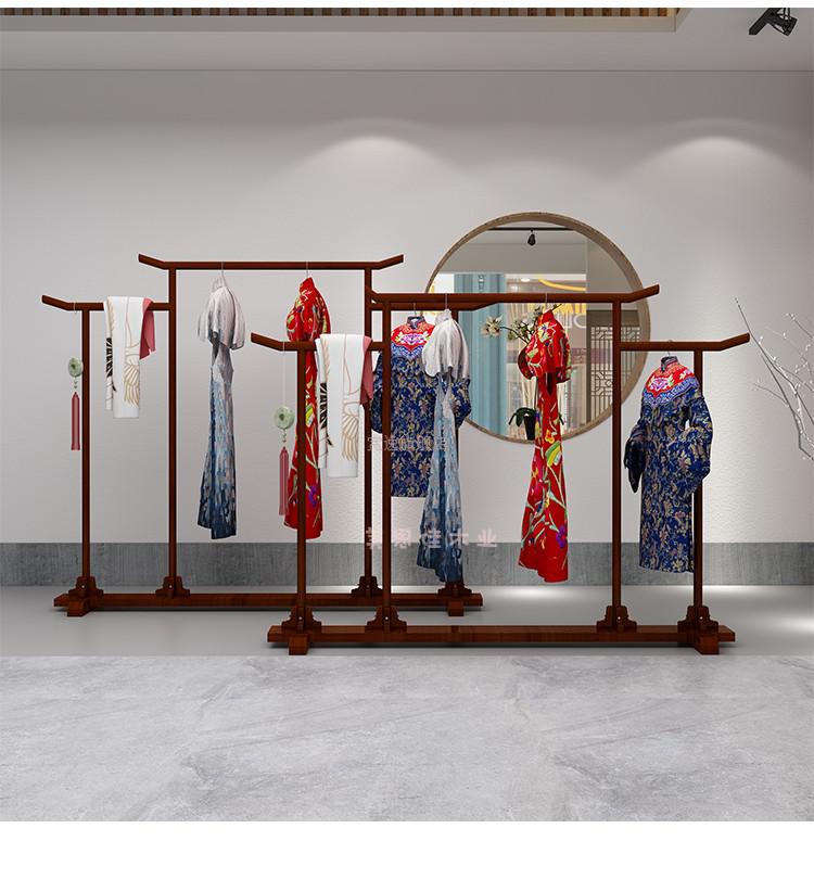 中式汉服展示架复古衣架 仿古实木中式衣架落地旗袍架汉服展示架服装