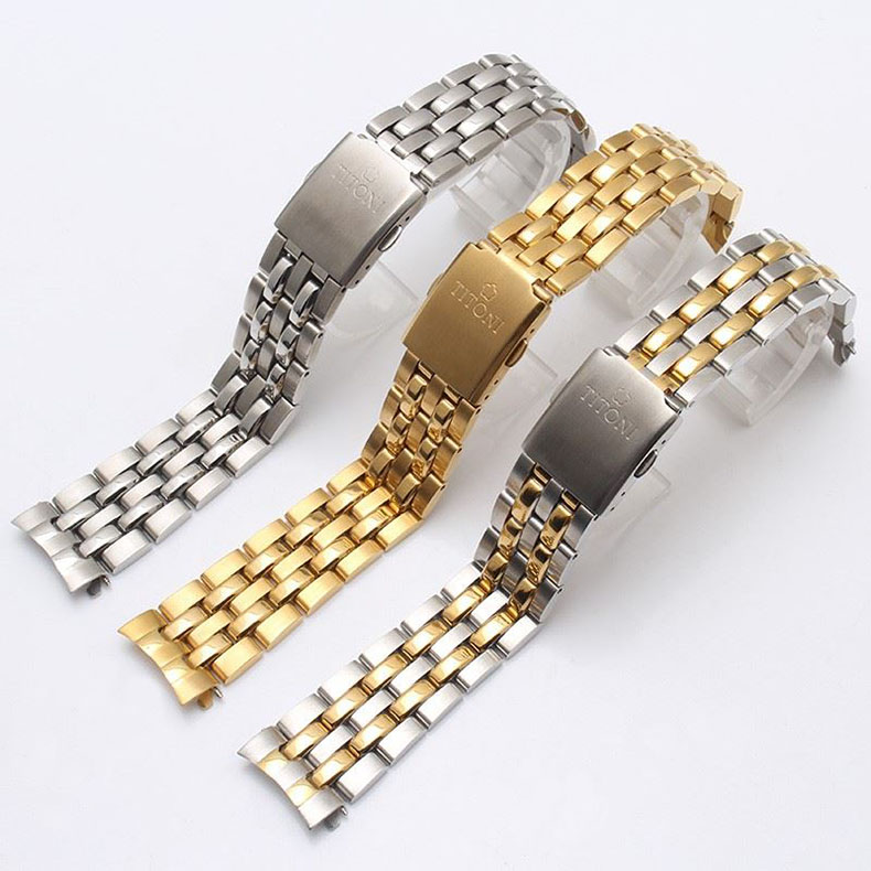 梅花手表表带原装 titoni梅花表带宇宙系列钢带男777/sy精钢手表带