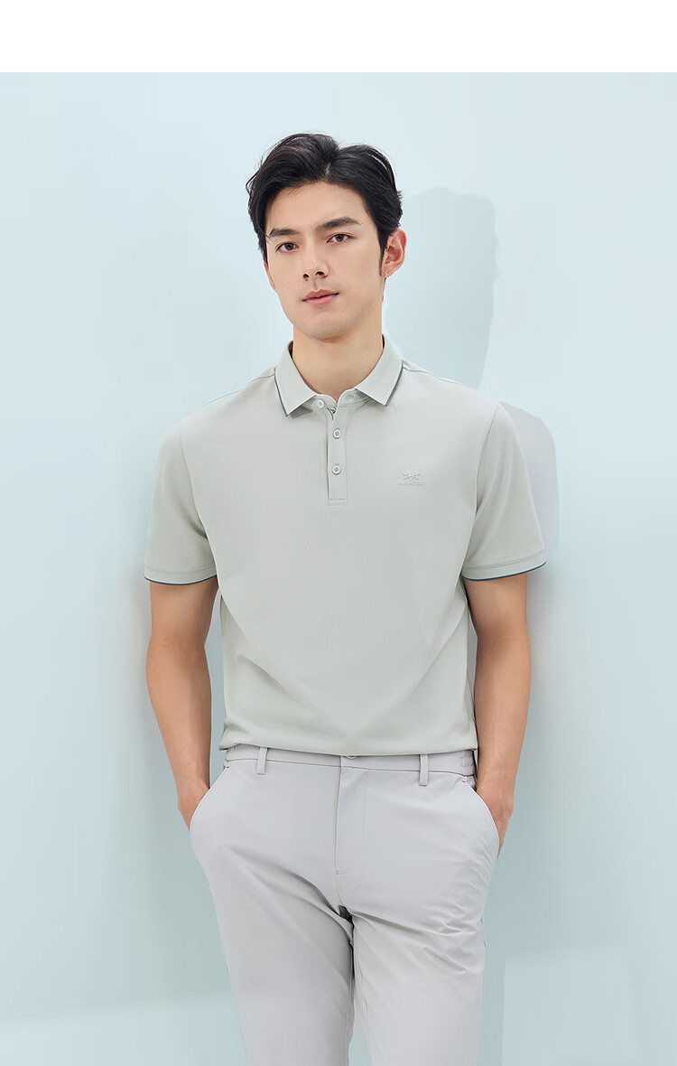 HLA Short-Sleeve Polo Shirt for Men, Light Business Classic Series, Turn-Down Collar, Summer 4