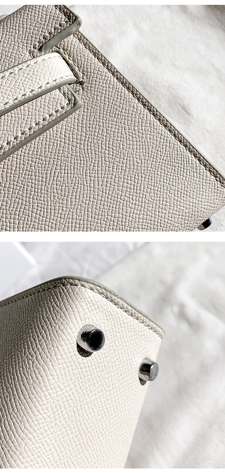 香港mackjhosel秋冬二代真皮白色mini凯莉包女2022新款手提包斜挎