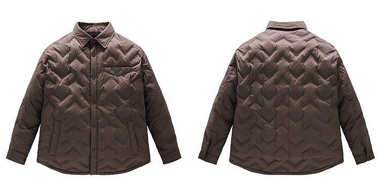 Peacebird Men's Down Jacket Winter Shirt-Style Heat-Sealed Warm Lightweight Coat Black M 21