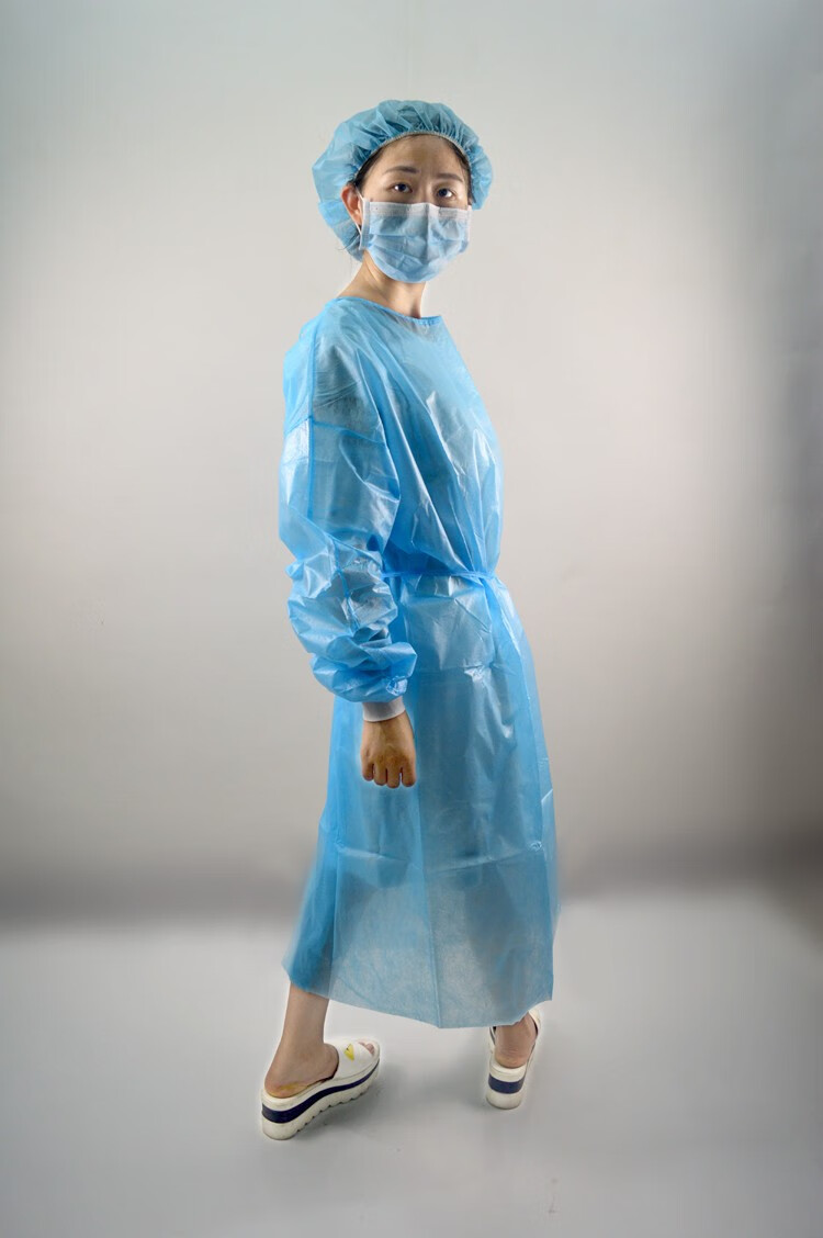 一次性手术衣加厚无纺布防护服隔离衣防尘纹绣工作服打农药实验服粉色