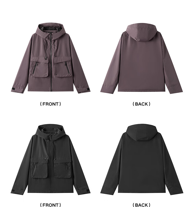 Gxgjeans Men's Clothing, Workwear Style Multi-Pocket Casual Hooded Jacket, Spring 2025 New Arrival, Black, 175/L 11
