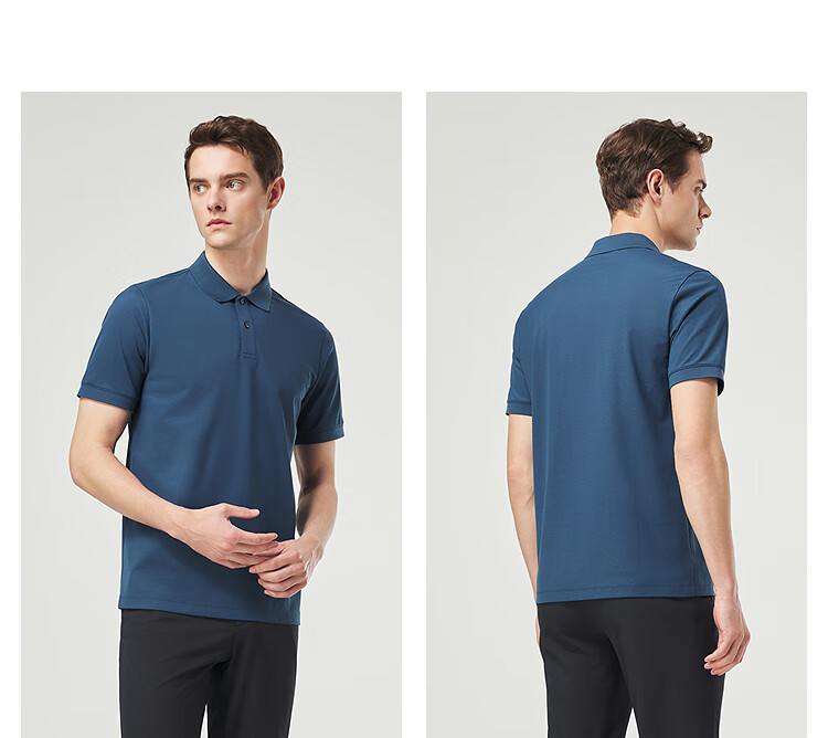 YOUNGOR [20% Mulberry Silk] Summer 2026 New Machine Washable Polo Shirt with Collar, Navy Blue, XL 8