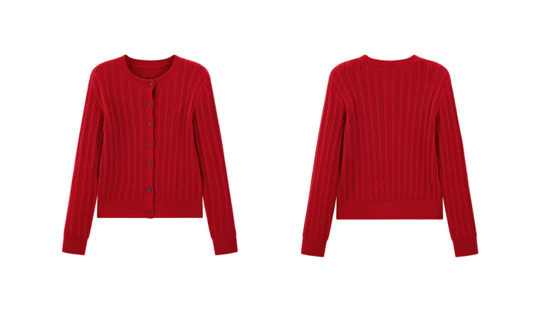 Taipingniao Women's Knit Sweater Miu Series Spring Inner Layer Slim-Fit Sweater Elegant New Year Outfit Red L 15