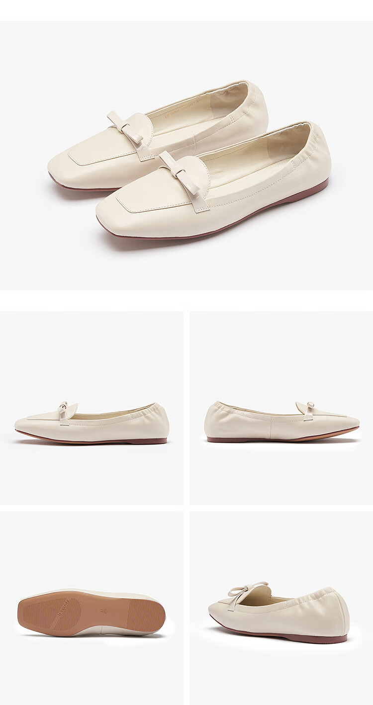 Laird Spring Summer Flat Ballet Shoes Commuter Versatile Loafers Women 6M06804 Cream White OWK 37 11