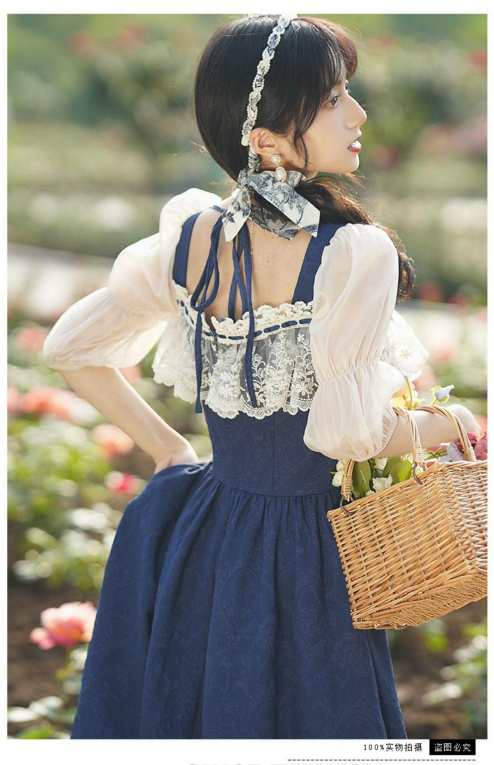 俄罗斯风情服饰女田园风连衣裙新疆服装欧洲中世纪复古宫廷夏季森系