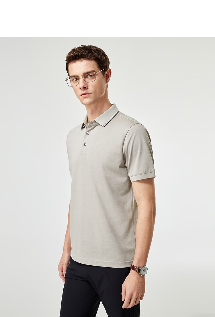 Youngor 26 Summer New Business Casual Short Sleeve High-end Polo Shirt Beige XL 3