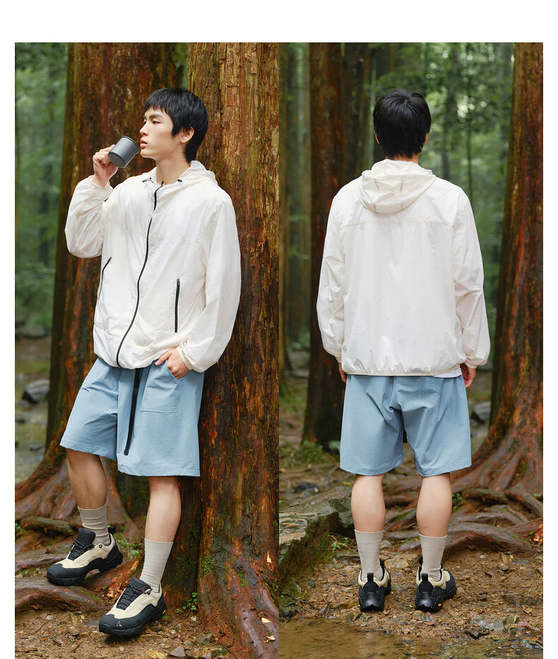 Gxgjeans Men's Hooded Jacket New Lightweight Sun Protection UV Resistant White 165/S 13