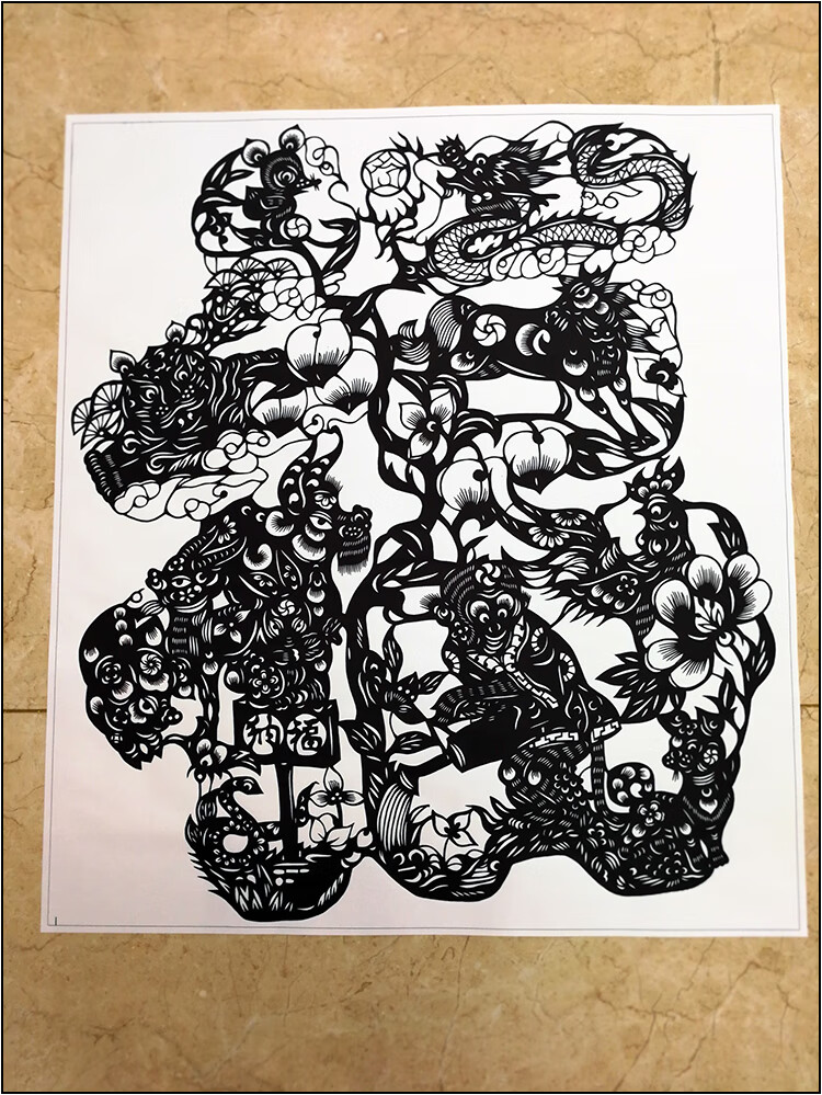 刻纸图案 十二生肖福字剪纸图案黑白打印底稿高清纯手工刻纸素材图样