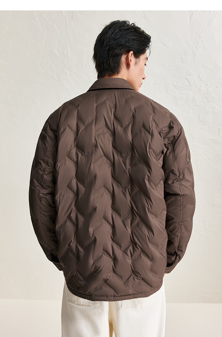 Peacebird Men's Down Jacket Winter Shirt-Style Heat-Sealed Warm Lightweight Coat Black M 15