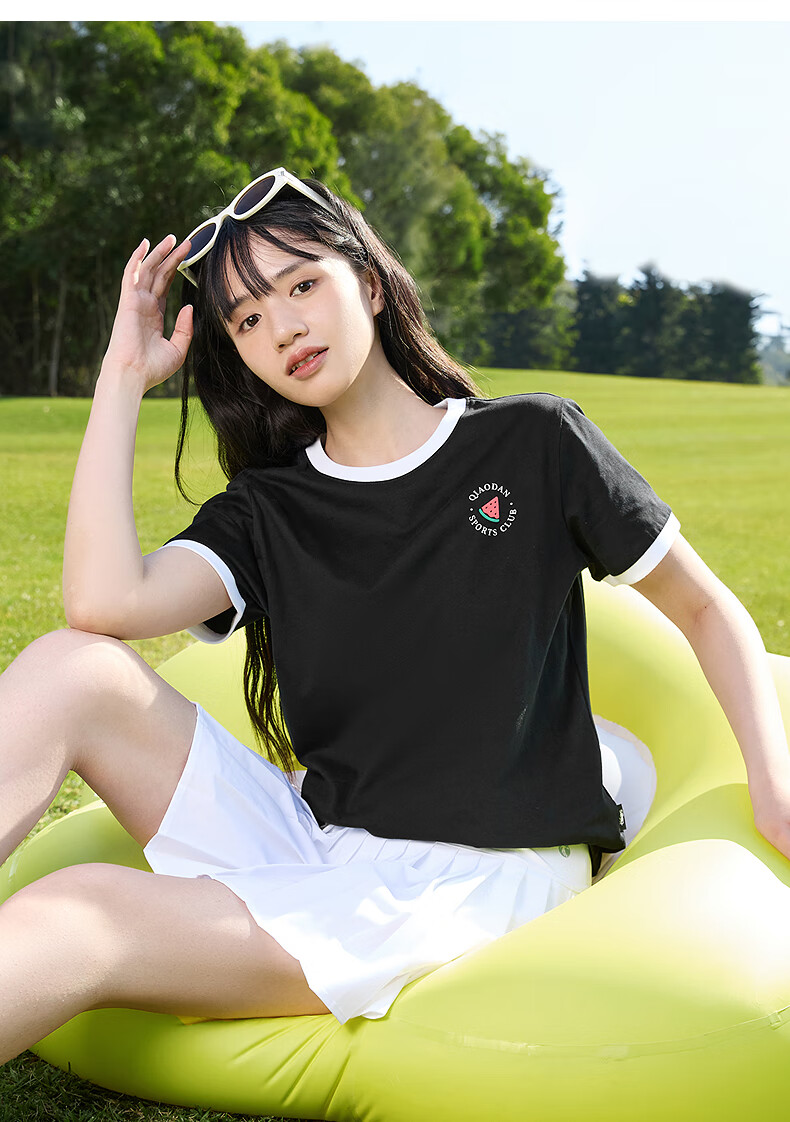 QIAODAN Casual Short-Sleeve T-Shirt for Women, Summer Trendy Pure Cotton Loose Versatile Round Neck Short Tee 2