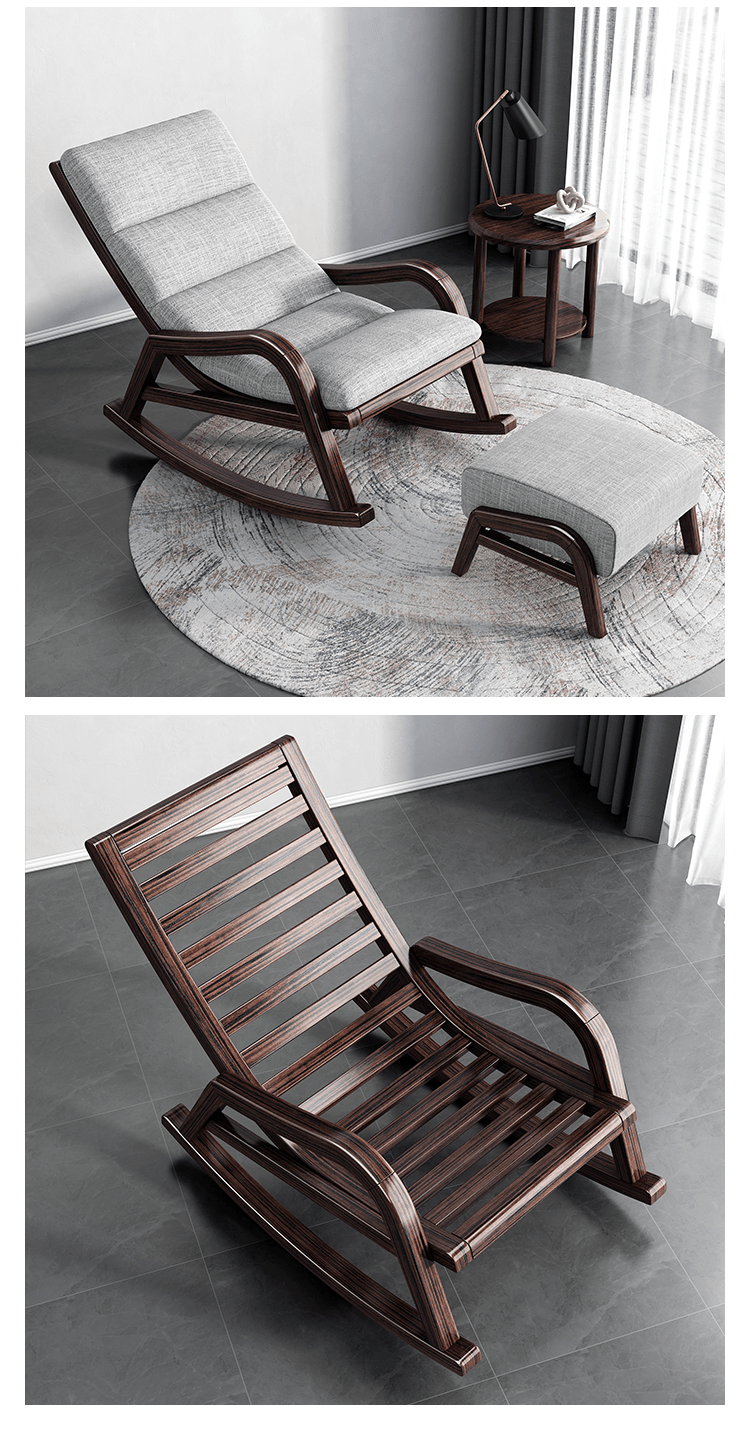 新中式紫金檀木实木躺椅摇摇椅阳台午睡懒人靠背椅子休闲沙发椅 实木